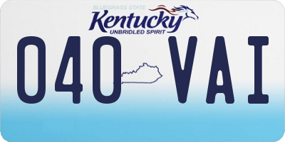 KY license plate 040VAI