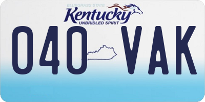KY license plate 040VAK