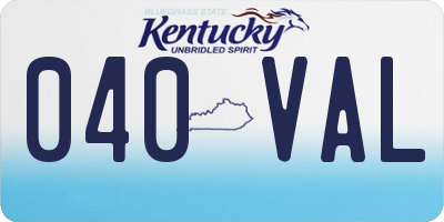 KY license plate 040VAL