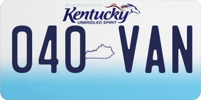 KY license plate 040VAN