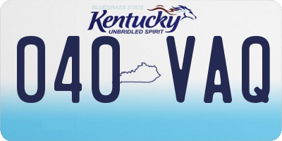 KY license plate 040VAQ