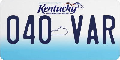 KY license plate 040VAR