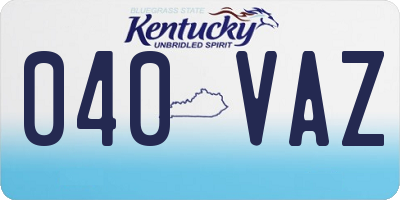 KY license plate 040VAZ