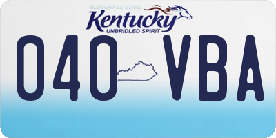 KY license plate 040VBA