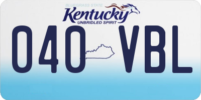 KY license plate 040VBL