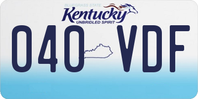 KY license plate 040VDF