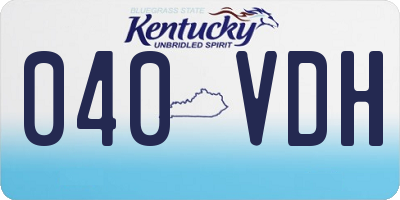KY license plate 040VDH