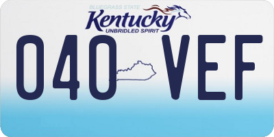 KY license plate 040VEF