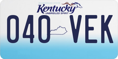 KY license plate 040VEK