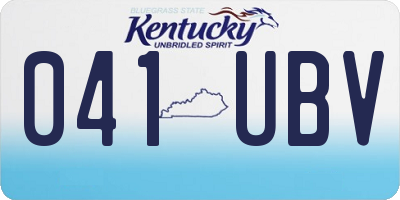 KY license plate 041UBV