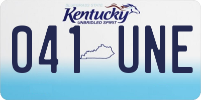 KY license plate 041UNE