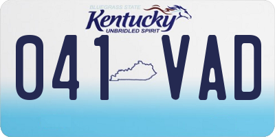 KY license plate 041VAD