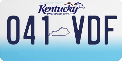 KY license plate 041VDF