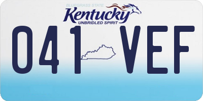 KY license plate 041VEF