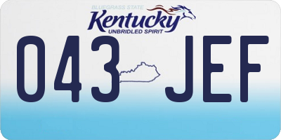 KY license plate 043JEF