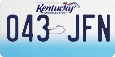KY license plate 043JFN