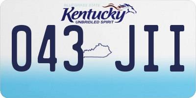 KY license plate 043JII