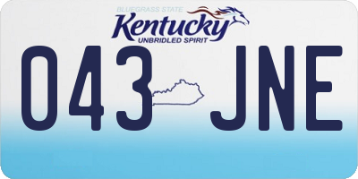 KY license plate 043JNE