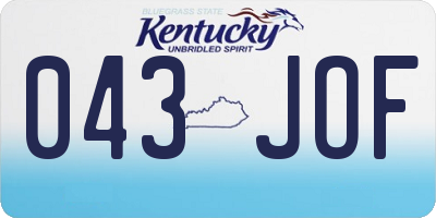 KY license plate 043JOF