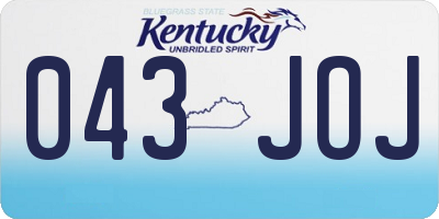 KY license plate 043JOJ