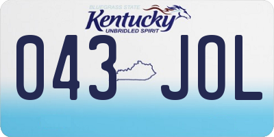 KY license plate 043JOL
