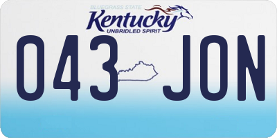 KY license plate 043JON