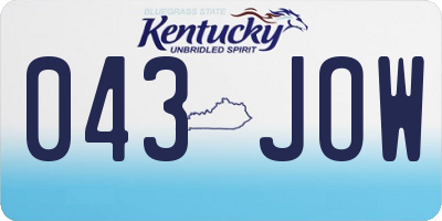 KY license plate 043JOW