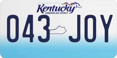 KY license plate 043JOY