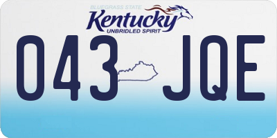 KY license plate 043JQE