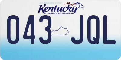 KY license plate 043JQL