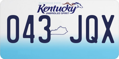 KY license plate 043JQX