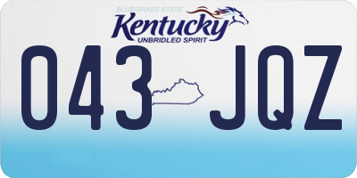 KY license plate 043JQZ
