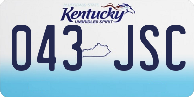 KY license plate 043JSC