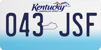 KY license plate 043JSF