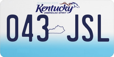 KY license plate 043JSL