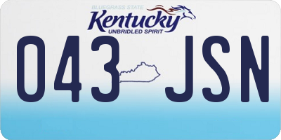 KY license plate 043JSN