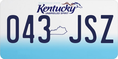 KY license plate 043JSZ