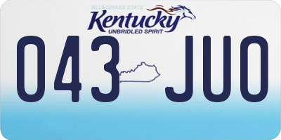 KY license plate 043JUO