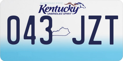 KY license plate 043JZT