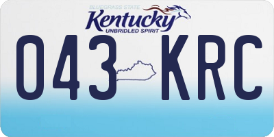 KY license plate 043KRC