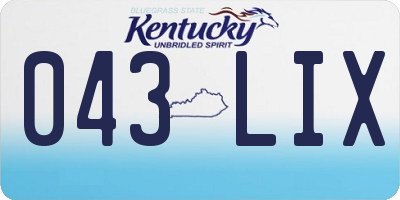 KY license plate 043LIX