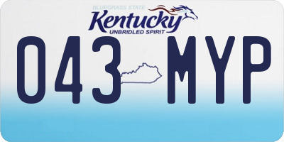 KY license plate 043MYP
