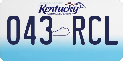 KY license plate 043RCL