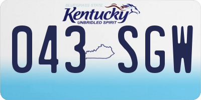 KY license plate 043SGW