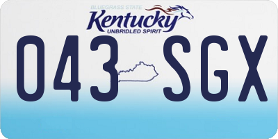 KY license plate 043SGX