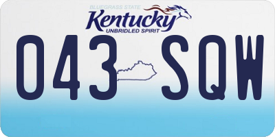 KY license plate 043SQW