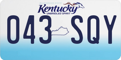 KY license plate 043SQY