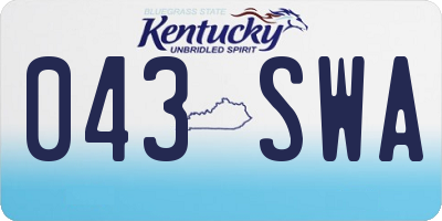 KY license plate 043SWA