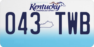 KY license plate 043TWB