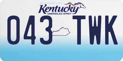 KY license plate 043TWK